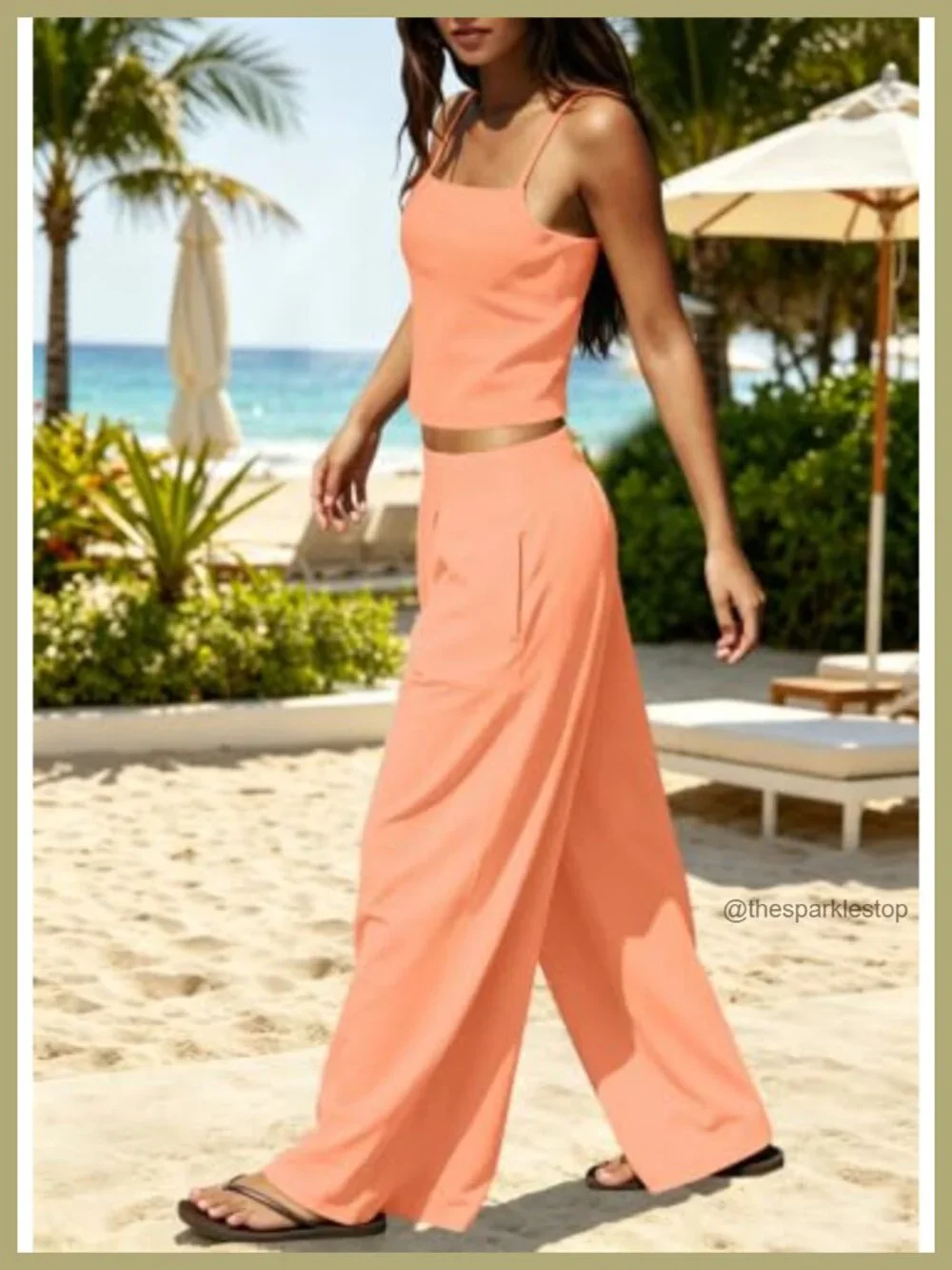 Women's 2 Piece Lounge Set Padded Tank Wide Leg Pants Ribbed Knit